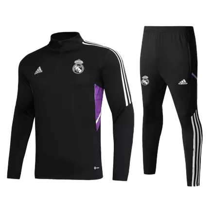 New Real Madrid 1/4 Zip Kids Tracksuit 2022/23 Black - Best Soccer Players