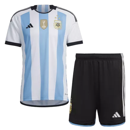 Argentina Kids Kit 2022 Home (Shirt+Shorts) - Three Stars Version - Best Soccer Players