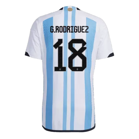 G. RODRIGUEZ #18 New Argentina Three Stars Jersey 2022 Home Soccer Shirt World Cup Authentic Version - Best Soccer Players