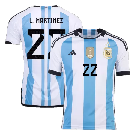 L. MARTINEZ #22 New Argentina Three Stars Jersey 2022 Home Soccer Shirt - Best Soccer Players