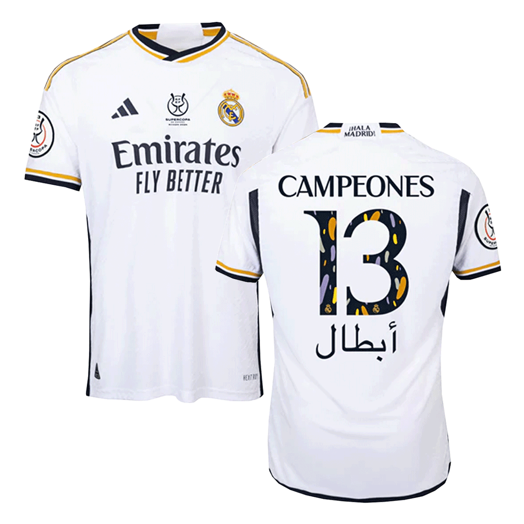 CAMPEONES #13 New Real Madrid Jersey 2023/24 Home Soccer Shirt Authentic Version - Best Soccer Players