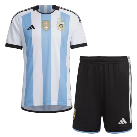 Argentina Kids Kit 2022 Home (Shirt+Shorts) - Three Stars Version - Best Soccer Players