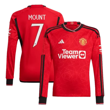 MOUNT #7 New Manchester United Jersey 2023/24 Home Soccer Long Sleeve Shirt - Best Soccer Players