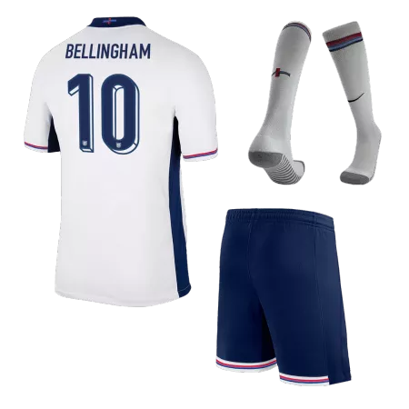 BELLINGHAM #10 England Kids Kit 2024 Home (Shirt+Shorts+Socks) - Best Soccer Players